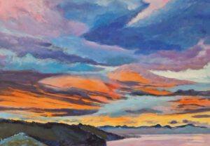 Sonnenaufgang Sipplingen Acrylbild Bunter Himmel Tina Kuebler